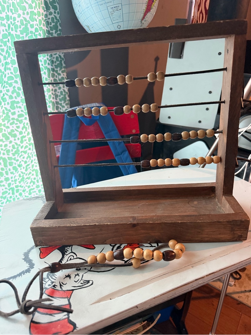 Handmade Wooden Bead Abacus - Natural Brown